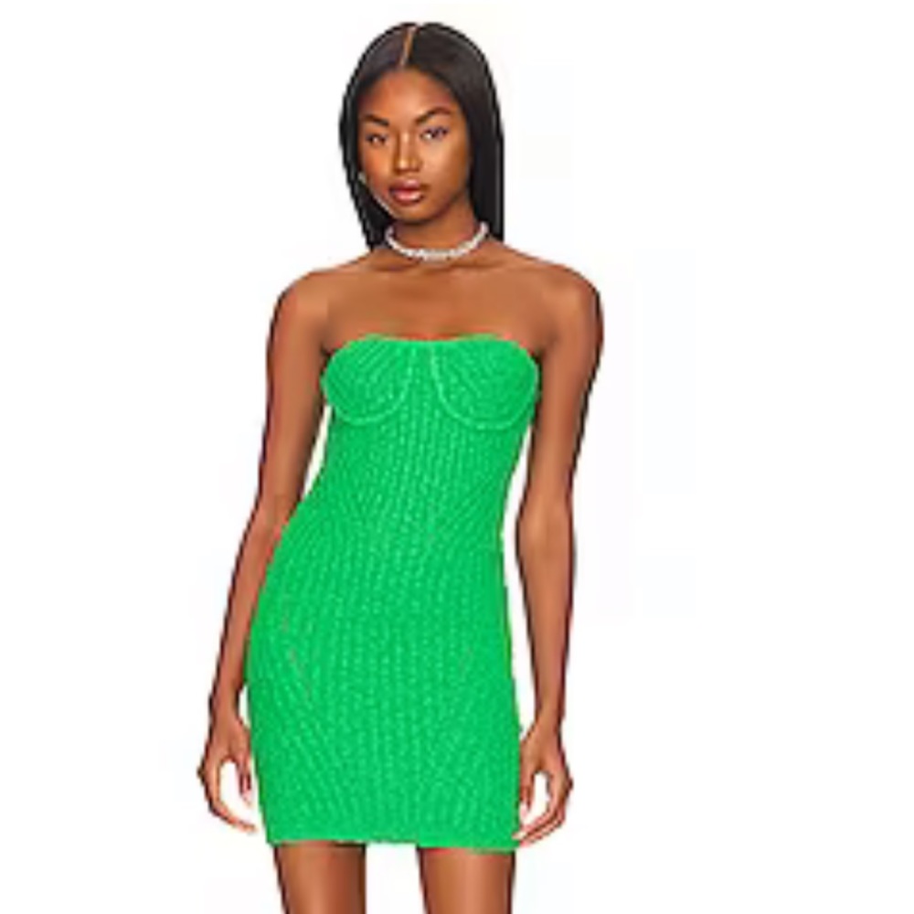 NBD Junya Strapless Bustier Mini Dress in Bright Green